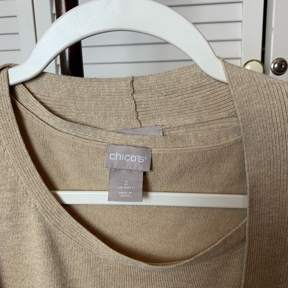 #38 Chico’s light tan long cardigan women’s size 2 Preowned fall winter spring - Picture 3 of 5